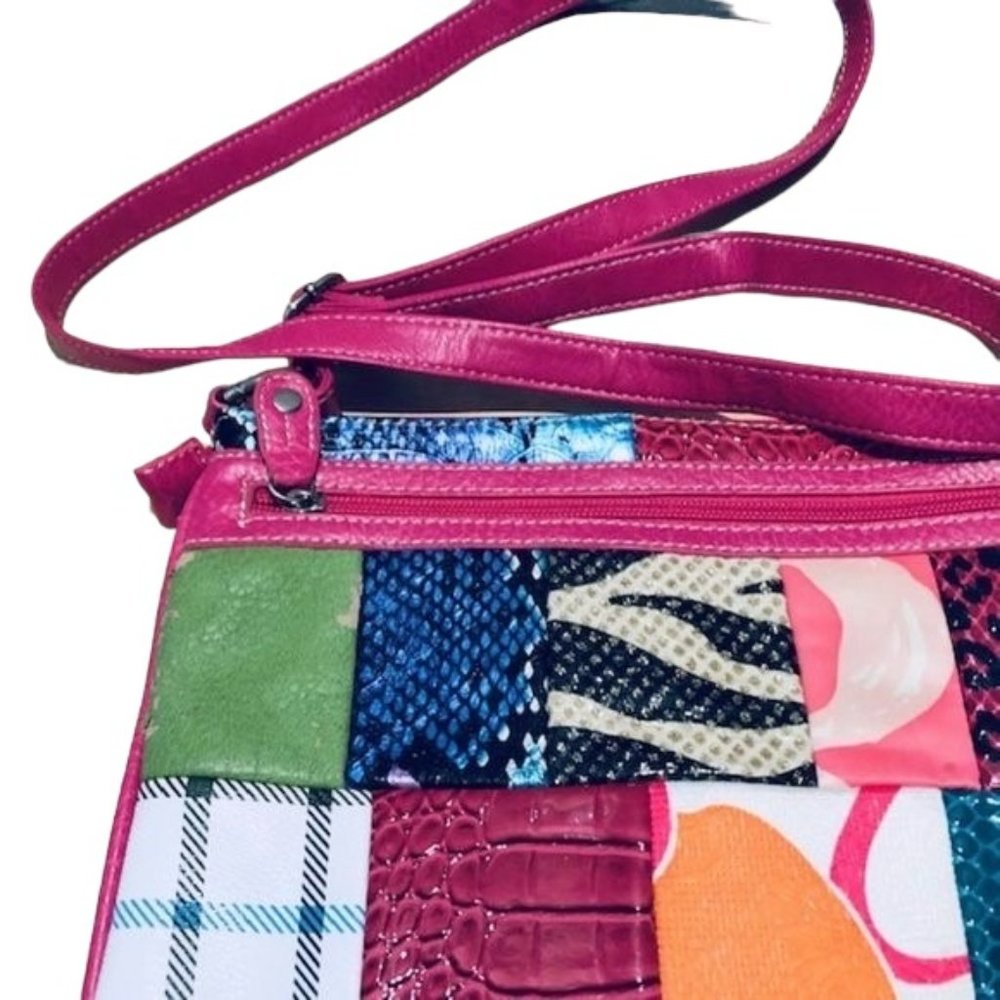 Flat Patchwork Faux Leather Shoulder Bag - image 3